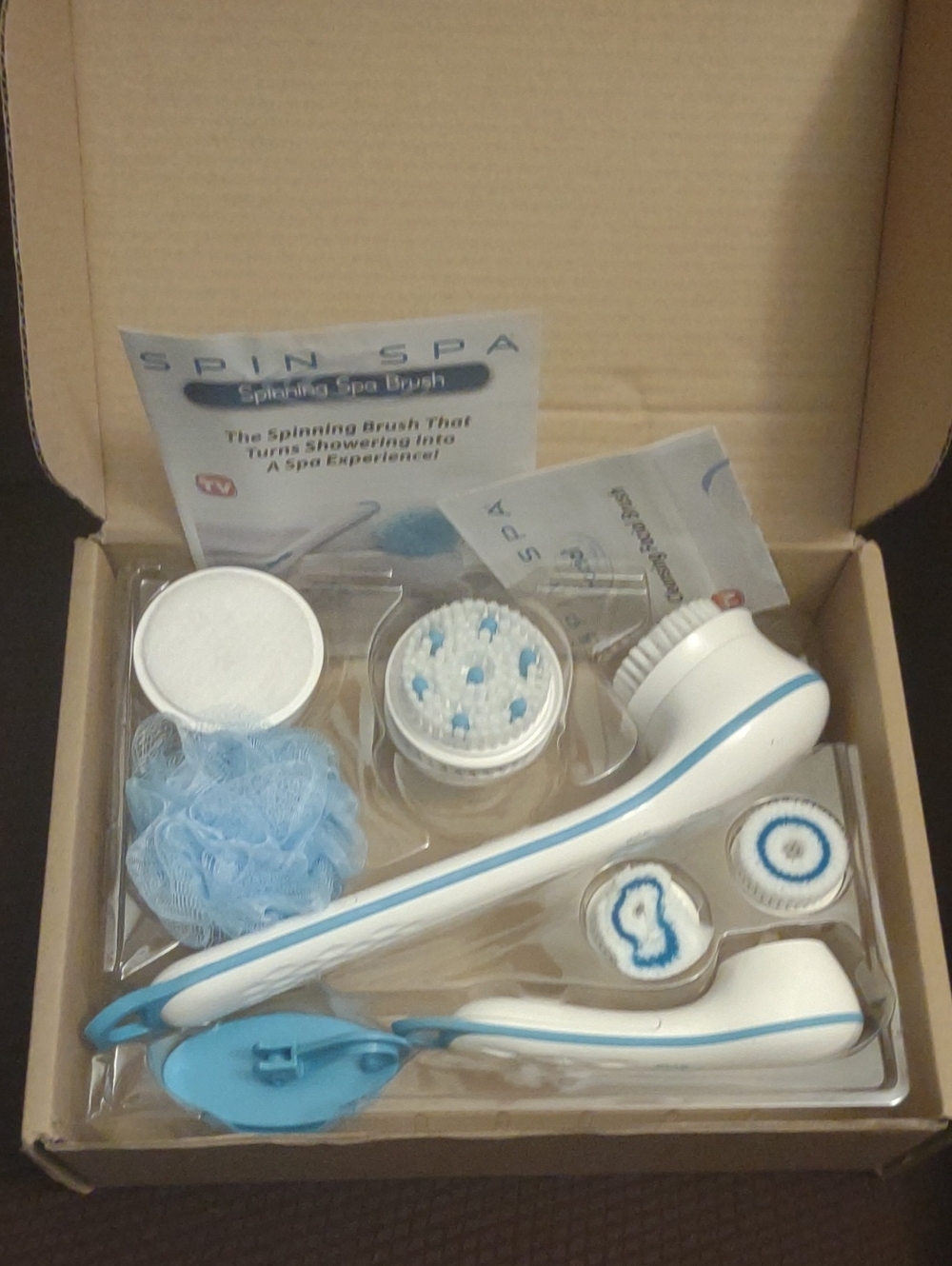 Spin Spa Electric Body Brush Set - White & Light Blue